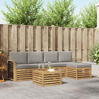 vidaXL Utomhussoffset 6 pcs Vit och ljusgrå 59 x 59 x 37 cm Polyester