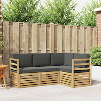 vidaXL Soffgrupper 4 pcs Vit och antracit 185,5 x 126,5 x 73 cm