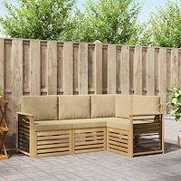 vidaXL Soffgrupper 4 pcs Vit och Beige 187,5 x 128,5 x 73 cm Polyester