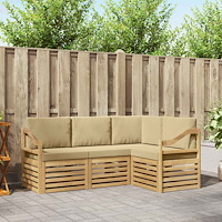 vidaXL Soffgrupper 4 pcs Vit och Beige 185,5 x 126,5 x 73 cm Polyester