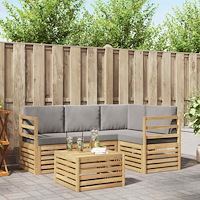 vidaXL Utomhussoffset 5 pcs Vit och ljusgrå 59 x 59 x 37 cm Polyester