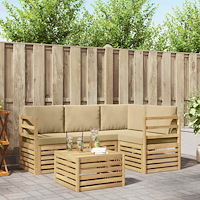 vidaXL Utomhussoffset 5 pcs Vit och Beige 59 x 59 x 37 cm Polyester