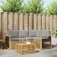 vidaXL Utomhussoffset 5 pcs Vit och ljusgrå 59 x 59 x 37 cm Polyester