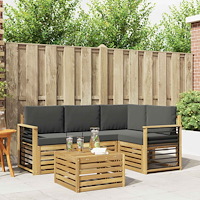 vidaXL Utomhussoffset 5 pcs Vit och antracit 59 x 59 x 37 cm Polyester