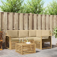vidaXL Utomhussoffset 5 pcs Vit och Beige 59 x 59 x 37 cm Polyester