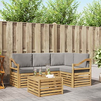 vidaXL Utomhussoffset 5 pcs Vit och ljusgrå 59 x 59 x 37 cm Polyester