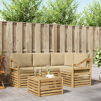 vidaXL Utomhussoffset 5 pcs Vit och Beige 59 x 59 x 37 cm Polyester