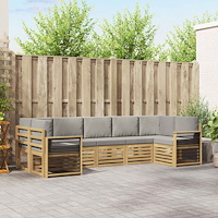 vidaXL Sektionsoffgrupp 7 pcs Vit och ljusgrå 304 x 128,5 x 73 cm