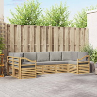 vidaXL Sektionsoffgrupp 7 pcs Vit och ljusgrå 304 x 126,5 x 73 cm