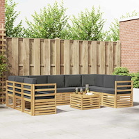 vidaXL Utomhussoffset 8 pcs Vit och Antracit 59 x 59 x 37 cm Polyester
