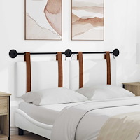 vidaXL Hängande sänggavel Med LED-lampa Vit Antik PU