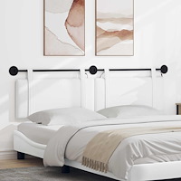 vidaXL Hängande sänggavel Med LED-lampa Vit Tyg