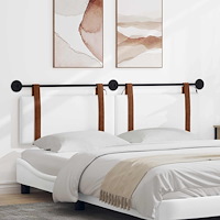 vidaXL Hängande sänggavel Med LED-lampa Vit Antik PU