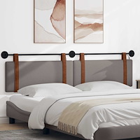 vidaXL Hängande sänggavel Med LED-lampa Taupe Antik PU