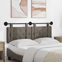 vidaXL Hängande sänggavel Med LED-lampa Grå Antik PU