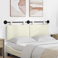 vidaXL Hängande sänggavel Med LED-lampa Gräddvit Kordread tyg
