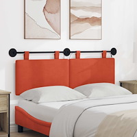 vidaXL Hängande sänggavel Med LED-lampa Röd orange Kordread tyg