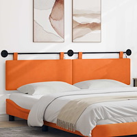 vidaXL Hängande sänggavel Med LED-lampa Orange Kordread tyg