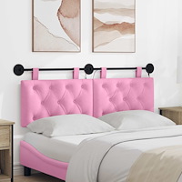 vidaXL Hängande sänggavel Med LED-lampa Rosa Tyg