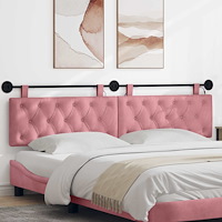 vidaXL Hängande sänggavel Med LED-lampa Rosa Sammet