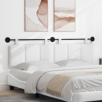 vidaXL Hängande sänggavel Med LED-lampa Vit Tyg