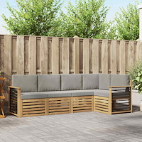 vidaXL Utomhussoffset 5 pcs Vit och ljusgrå 247 x 128,5 x 73 cm