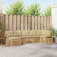 vidaXL Utomhussoffset 7 pcs Vit och Beige