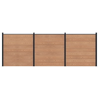 vidaXL Stängselpanel 3 pcs WPC och aluminium Brun