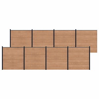 vidaXL Stängselpanel 8 pcs WPC och aluminium Brun