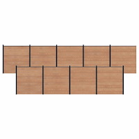 vidaXL Stängselpanel 9 pcs WPC och aluminium Brun