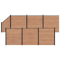 vidaXL Stängselpanel 7 pcs WPC och aluminium Brun