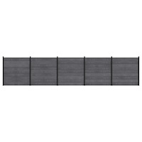 vidaXL Stängselpanel 5 pcs WPC och aluminium Grå
