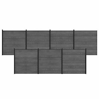 vidaXL Stängselpanel 7 pcs WPC och aluminium Grå
