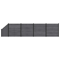 vidaXL Stängselpanel 5 pcs WPC och aluminium Grå
