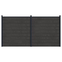 vidaXL Stängselpanel 2 pcs WPC och aluminium Svart