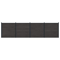 vidaXL Stängselpanel 4 pcs WPC och aluminium Svart