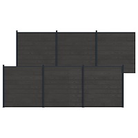 vidaXL Stängselpanel 6 pcs WPC och aluminium Svart