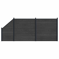 vidaXL Stängselpanel 3 pcs WPC och aluminium Svart