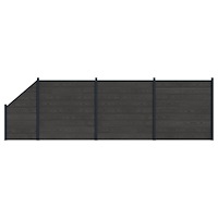 vidaXL Stängselpanel 4 pcs WPC och aluminium Svart