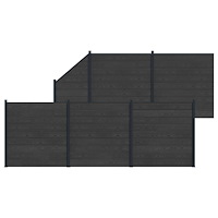 vidaXL Stängselpanel 6 pcs WPC och aluminium Svart