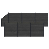 vidaXL Stängselpanel 7 pcs WPC och aluminium Svart