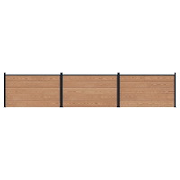 vidaXL Stängselpanel 3 pcs WPC och aluminium Brun