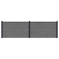 vidaXL Stängselpanel 2 pcs WPC och aluminium Grå
