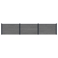 vidaXL Stängselpanel 3 pcs WPC och aluminium Grå