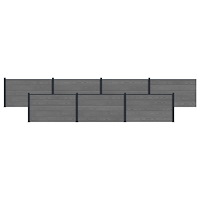 vidaXL Stängselpanel 7 pcs WPC och aluminium Grå