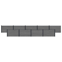 vidaXL Stängselpanel 9 pcs WPC och aluminium Grå