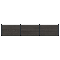 vidaXL Stängselpanel 3 pcs WPC och aluminium Svart