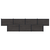 vidaXL Stängselpanel 7 pcs WPC och aluminium Svart