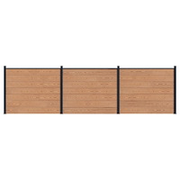 vidaXL Stängselpanel 3 pcs WPC och aluminium Brun