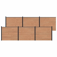 vidaXL Stängselpanel 6 pcs WPC och aluminium Brun